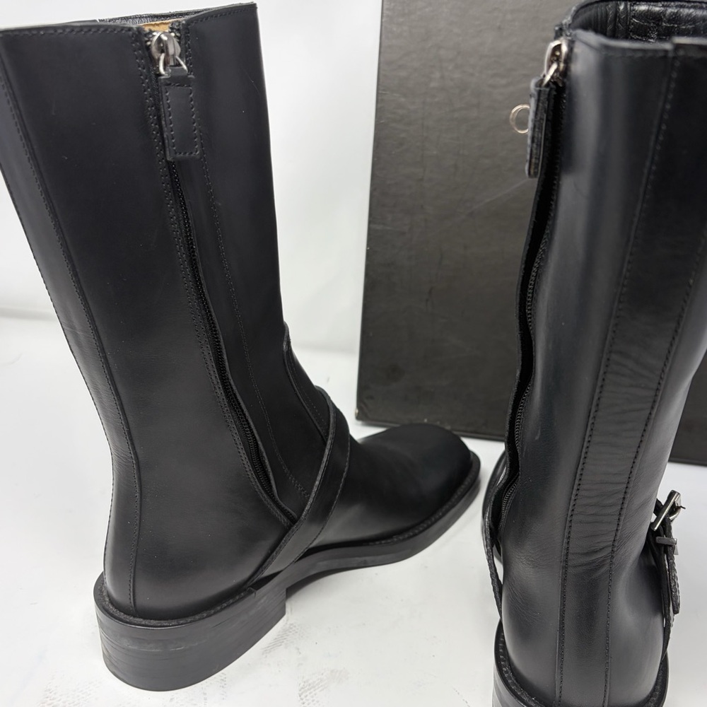 Gucci Idrocalf Leather Buckle Riding Boots Black Size 37 | Made in Italy COA - Picture 6 of 14